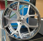 24" FORGIATO GTR Brushed Chrome RIMS Staggered 24x9(Front) 24x10(Rear) Wheels DODGE RAM 3500 AND FORD F350 DUALLY 8X200 HI POLISHED